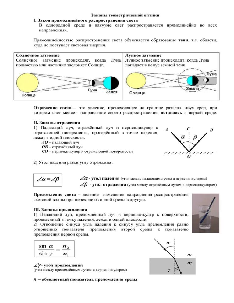 Геометрическая оптика прямолинейное распространение света. Закон геометрической оптики прямолинейного распространения света. Принципы геометрической оптики. 4 Закон геометрической оптики полное отражение. Контрольная работа по физике 9 геометрическая оптика