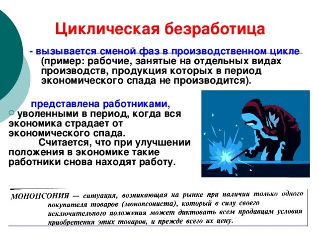 Возникает при спаде производства. Циклическая безработица примеры. Причины циклической безработицы. Циклическая безработица примеры из жизни. Методы борьбы с циклической безработицей.