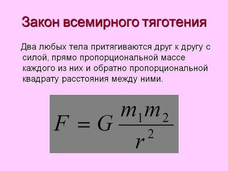 Форма силы притяжения. Закон Всемирного тяготения формулировка. 1. Формулировка закона Всемирного тяготения. Формула.. Какова формула закона Всемирного тяготения?. Сформулируйте закон Всемирного тяготения.