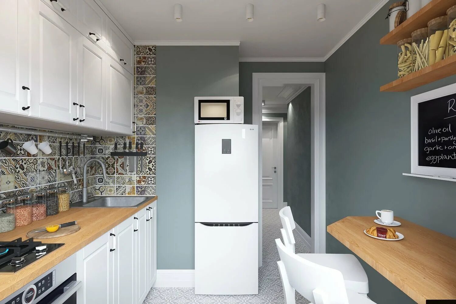 Кухня без холодильника. Кухня в скандинавском стиле в хрущевке 5 кв.м. Кухня с маленьким холодильником. Холодильник на кухне. Холодильник в интерьере кухни.