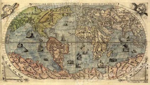 1565 исследование мира, карта большая, Терра, настенная печать, 24x42 - Изо...
