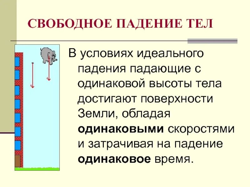 Свободное падение физика. Свободное падение тел физика. В Свободном падении. Ускорение свободного падения. При изучении падения тела под действием силы