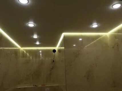 Освещение ванны натяжной потолок