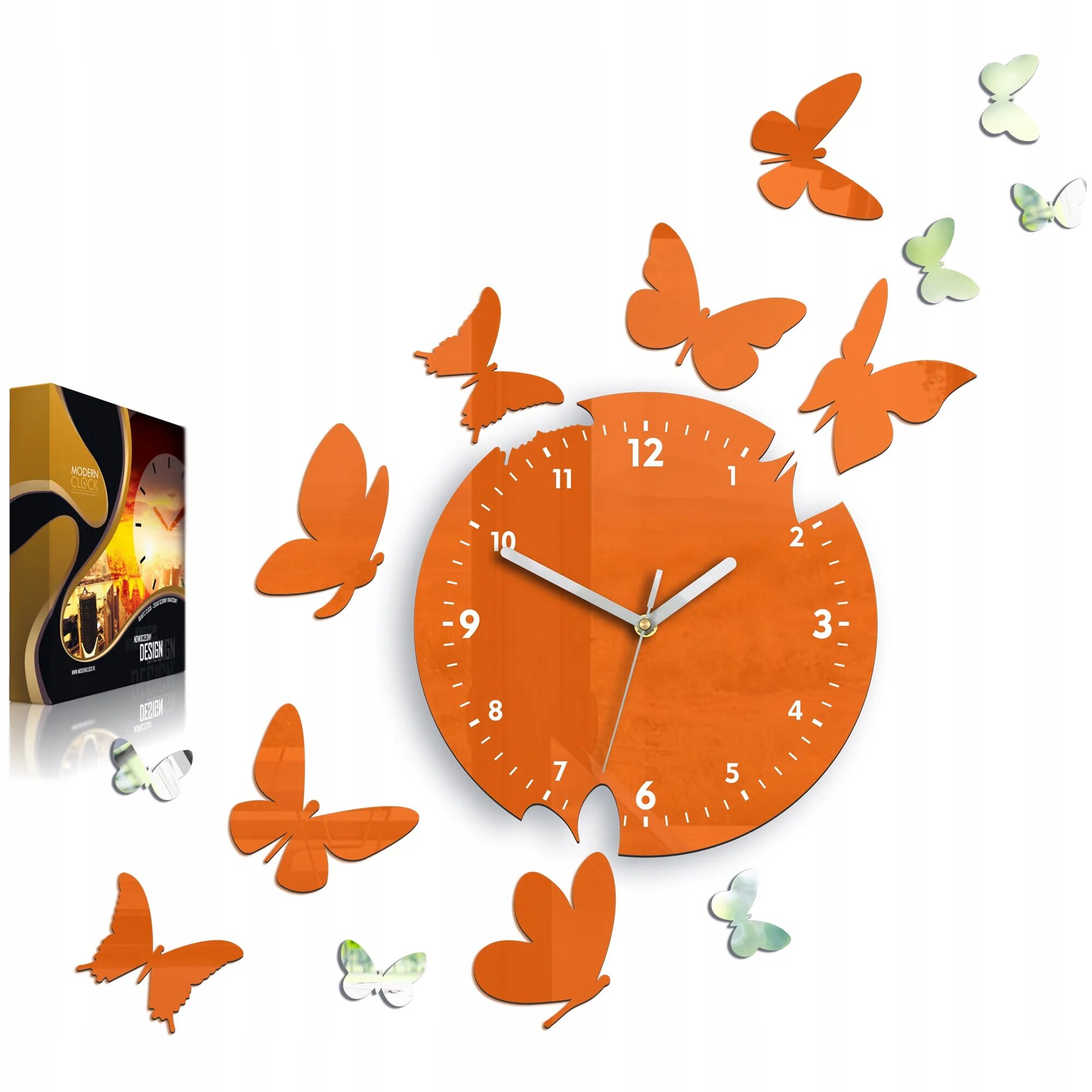 Часы 14 см. Часы настенные, оранжевые. Часы настенные с бабочками. Настенные часы оранжевые бабочки. Оранжевые часы на стену.
