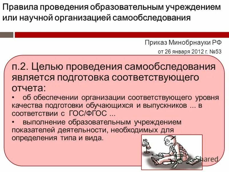 Самообследование проводится образовательной организацией