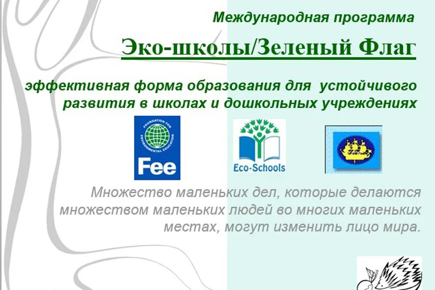 Программа зеленый мир. Зелёный флаг эко школа. зеленый флаг экошколы. ежик эко школы зеленый флаг. эко школы зеленый флаг в доу.