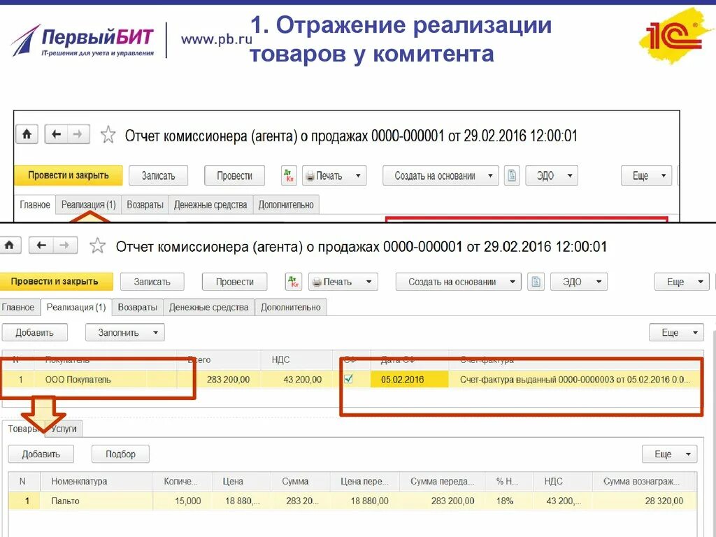 Отчет комиссионера комитенту. Отчет комиссионера в 1с. Отражение в отчетности. Отчет о реализации товара.