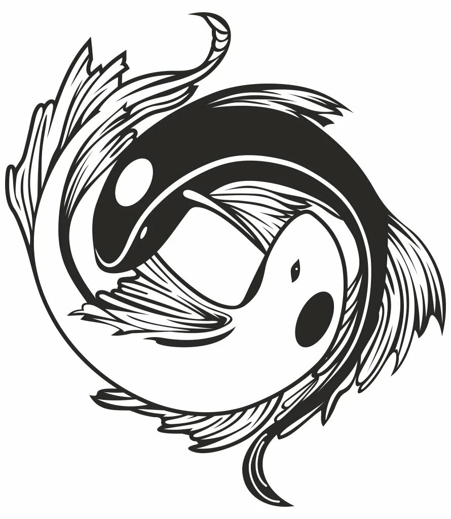 Куры инь янь. Рыбки кои инь янь. тату рыбы инь янь. тату рыбки инь янь. японские рыбы инь янь.