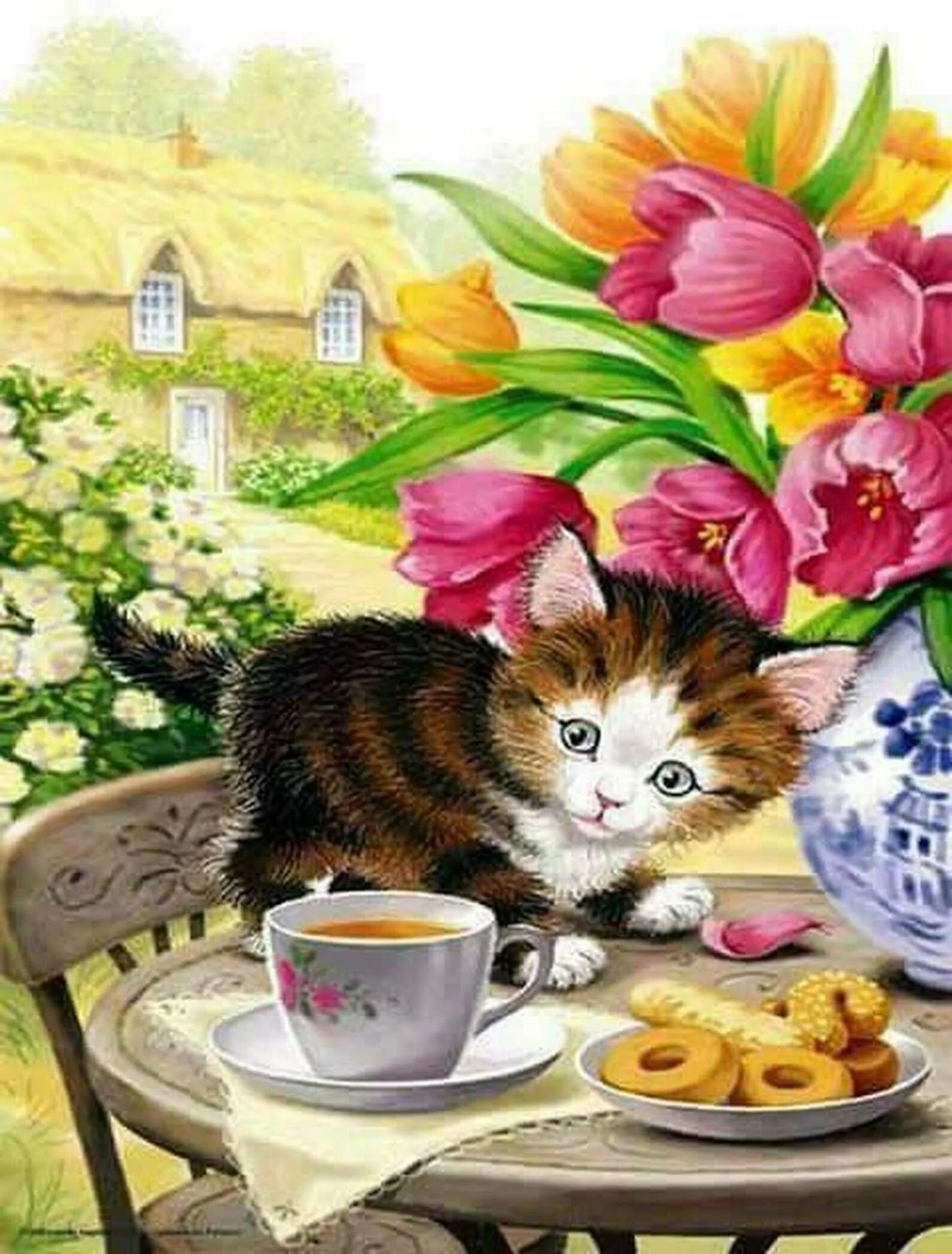 Добрый день картинки с кошками