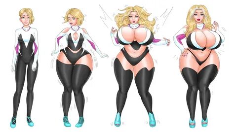...spider-verse, spider-man (series), 1girls, ass expansion, big breasts, b...