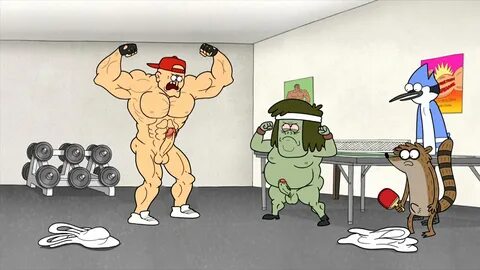 drawfag, editfag, unknown artist, mordecai (regular show), muscle man, rigb...