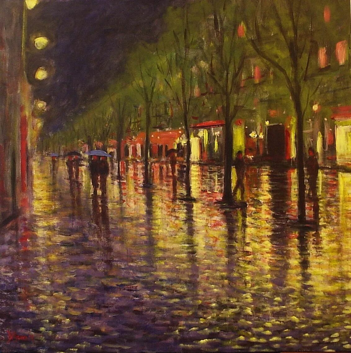 Ночь в монштаде счастливая случайность. Моне ночной Париж. Картина ночной парк. Моне Париж после дождя.