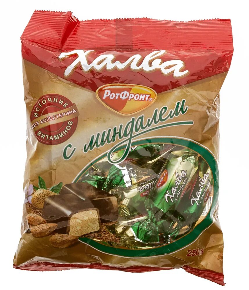 Конфеты с халвой. Рот фронт халва с миндалем 250г. халва конфеты рот фронт. конфеты халва ротфронт. рот фронт халва с миндалем 250.