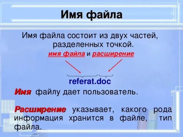 Название файла состоит. Имя файла состоит из. Из чего состоит имя файла. Имя файла состоит из двух частей. Из чего состоит файл.