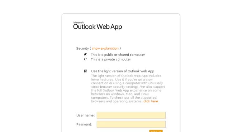 Что за приложение private computer. Outlook web app. Owa Outlook. Фишинговый Outlook web. Outlook web Versions.