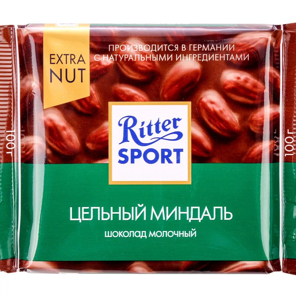 Шоколад спорт цена. Шоколад Ritter Sport 100гр цельный миндаль молочный. Шоколад Риттер спорт с миндалем 100г. Шоколад Риттер спорт молочный 100г. Шоколад Риттер спорт темный с миндалем 100.