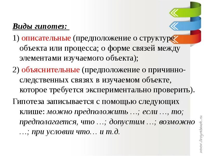 Р р гипотез. Виды гипотез. Виды гипотез описательная. Гипотеза виды гипотез. Описательная и объяснительная гипотеза примеры.