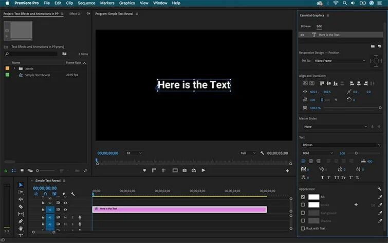 Анимация текста adobe premiere