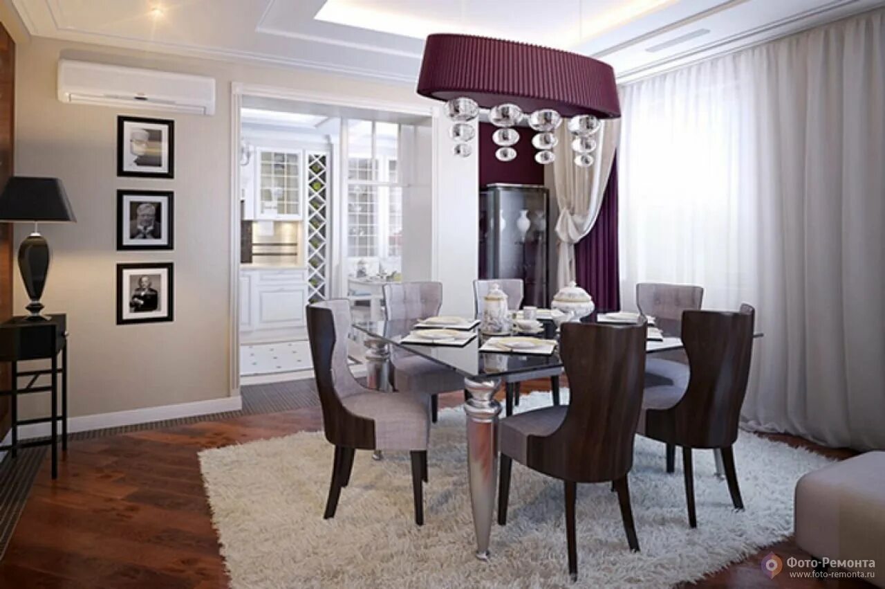 In the kitchens combined with the living room, the table is simply installed on 