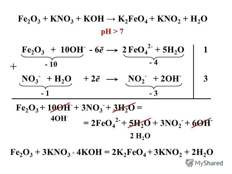 Fe2o3 kno3 Koh. Fe2o3 hno3 признак реакции.