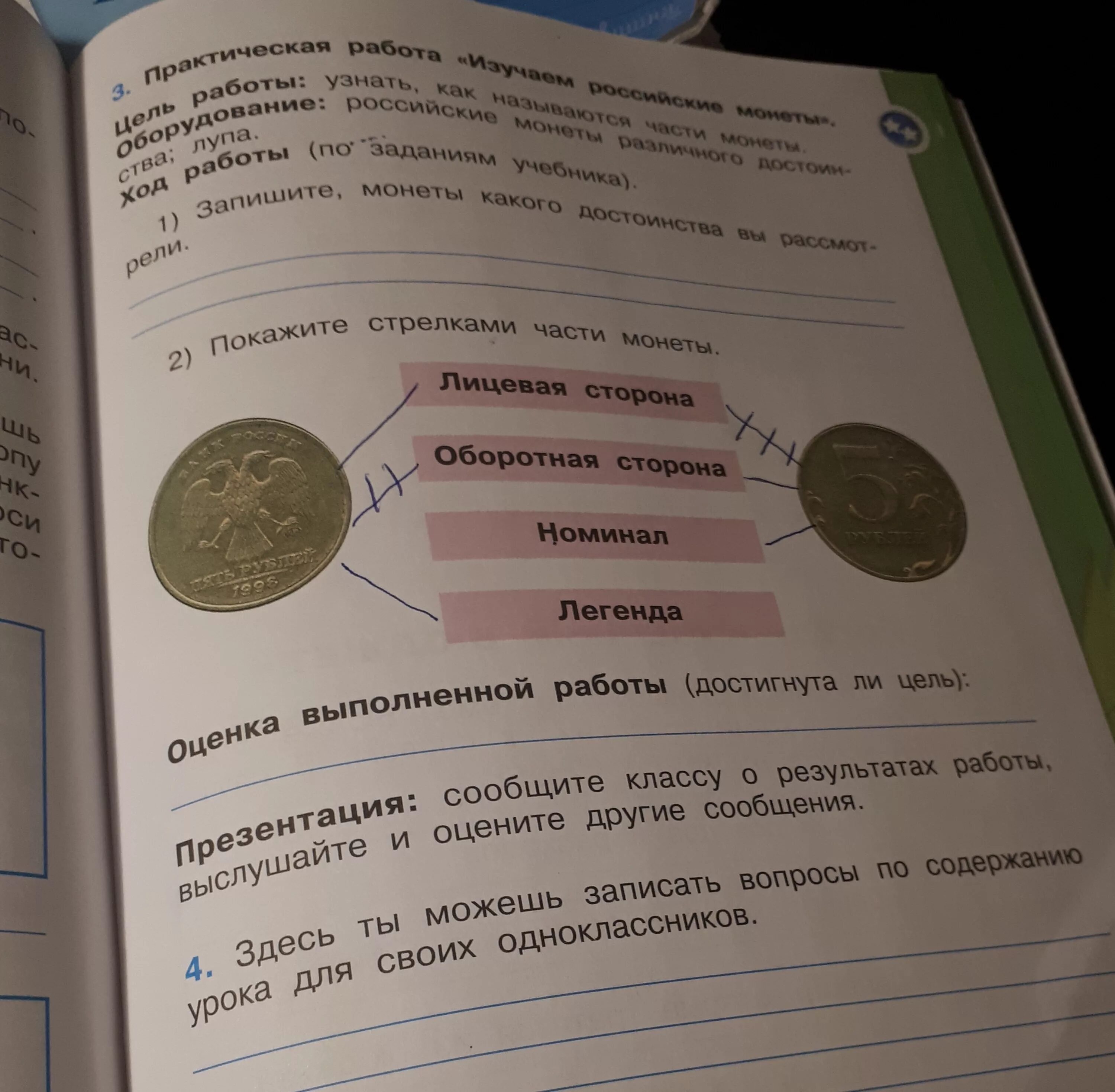 Практическая работа изучаем российские монеты. Части монеты 3 класс. Покажи стрелками части монеты. Части монеты окружающий мир.