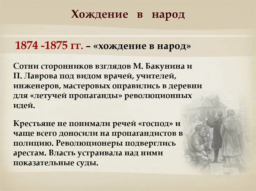 1874 -1875 Гг. – «хождение в народ». Хождение в народ 1874 участники. Хождение в народ 1874 кратко. Хождение в народ 1873-1875 гг. Организовать накануне