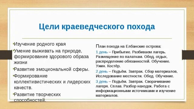 Названия целей похода. Цель похода. Цель и задачи краеведческого похода. Цель краеведения. Цели похода на природу.