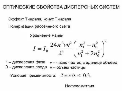 Оптические свойства дисперсных систем
