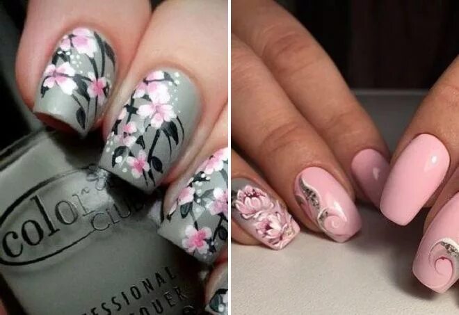 Маникюр серый с розовым рисунком Pin on Дизайн ногтей Fall nail designs, Short nail designs, Nail art designs