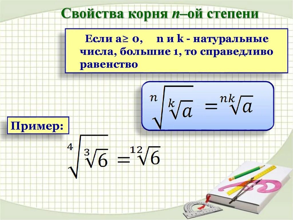 Арифметический корень n-Ой степени. Свойства корня. Свойства арифметического корня n-Ой степени. Свойства корня натуральной степени из числа примеры.