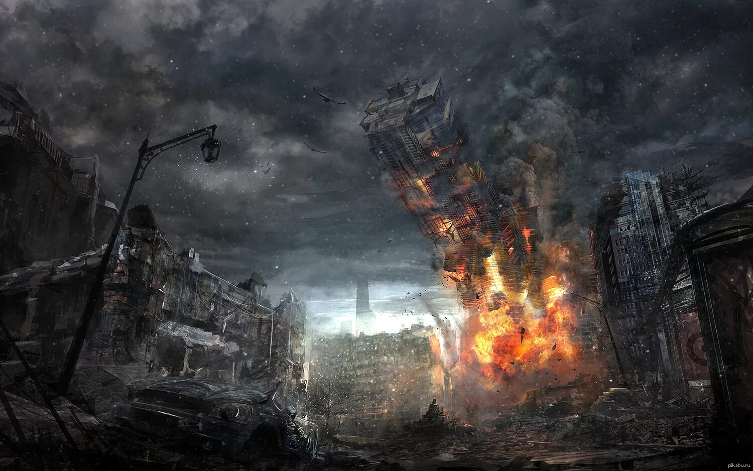 Конец света 2035. Постапокалипсис арт. Разрушенный город.