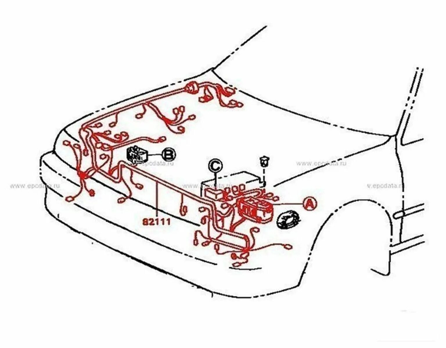 Капот тойота виста. Проводка Camry sv30. Toyota Vista cv30. Проводка под капотом Camry sv35. Камри 10 кузов проводка моторного отсека.