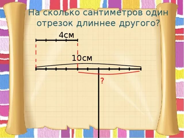 Сколько сантиметров прямая. На сколько сантиметров отрезок длиннее другого. На сколько 1 отрезок длиннее другого. Отрезок 1 см. Сравнение длин отрезков 1 класс.