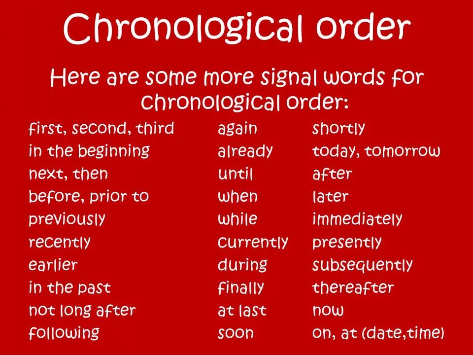 Chronological order Words. Chronological order картинки. Chronological order linking Words. Chronological order