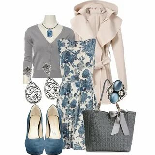 Голубое платье и серые туфли - 88 фото