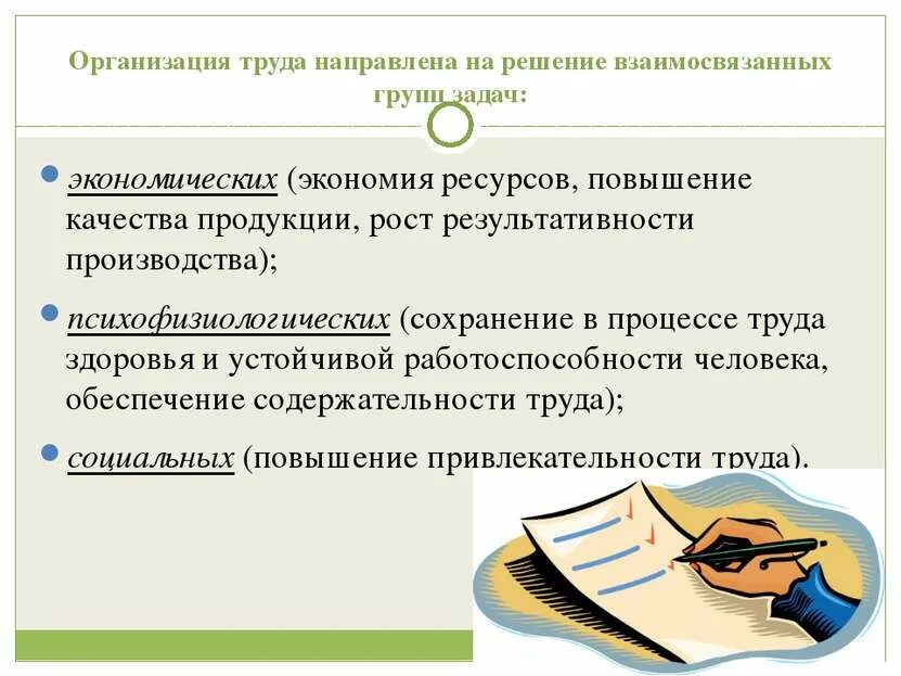 Задачи по организации качества. Сущность и значение нормирования труда. Понятие организации труда. Научная организация труда на предприятии. Основы организации труда.