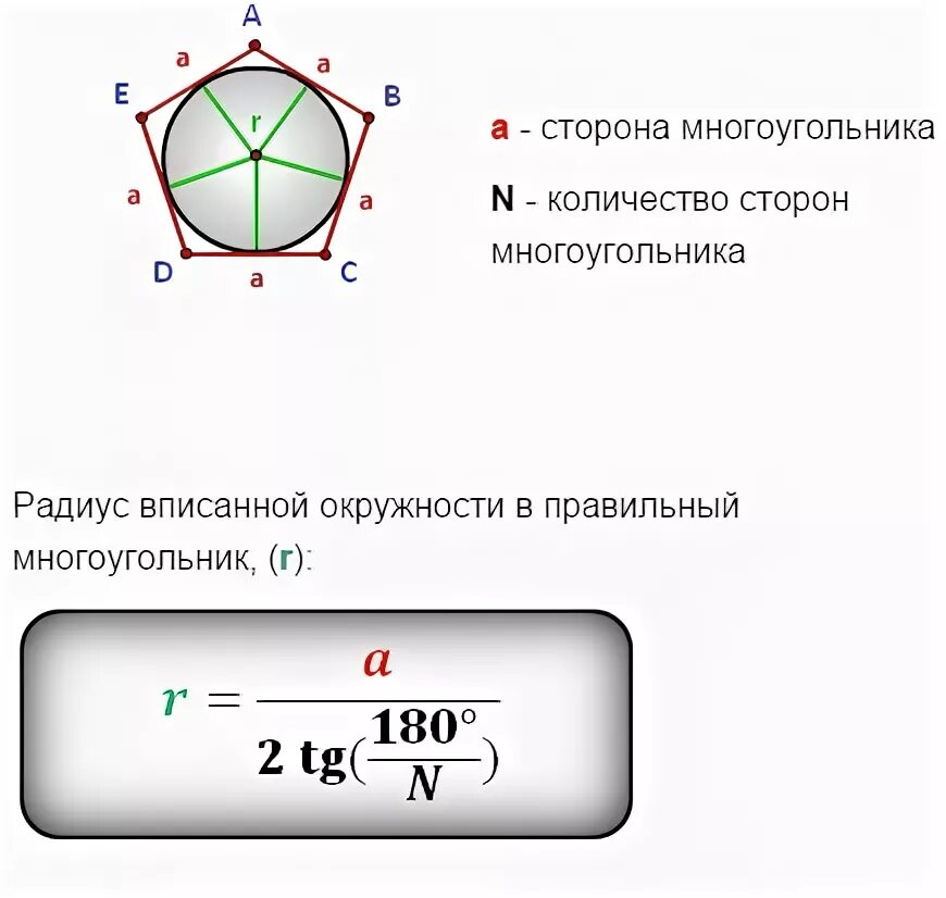 Шестиугольник в окружности формула