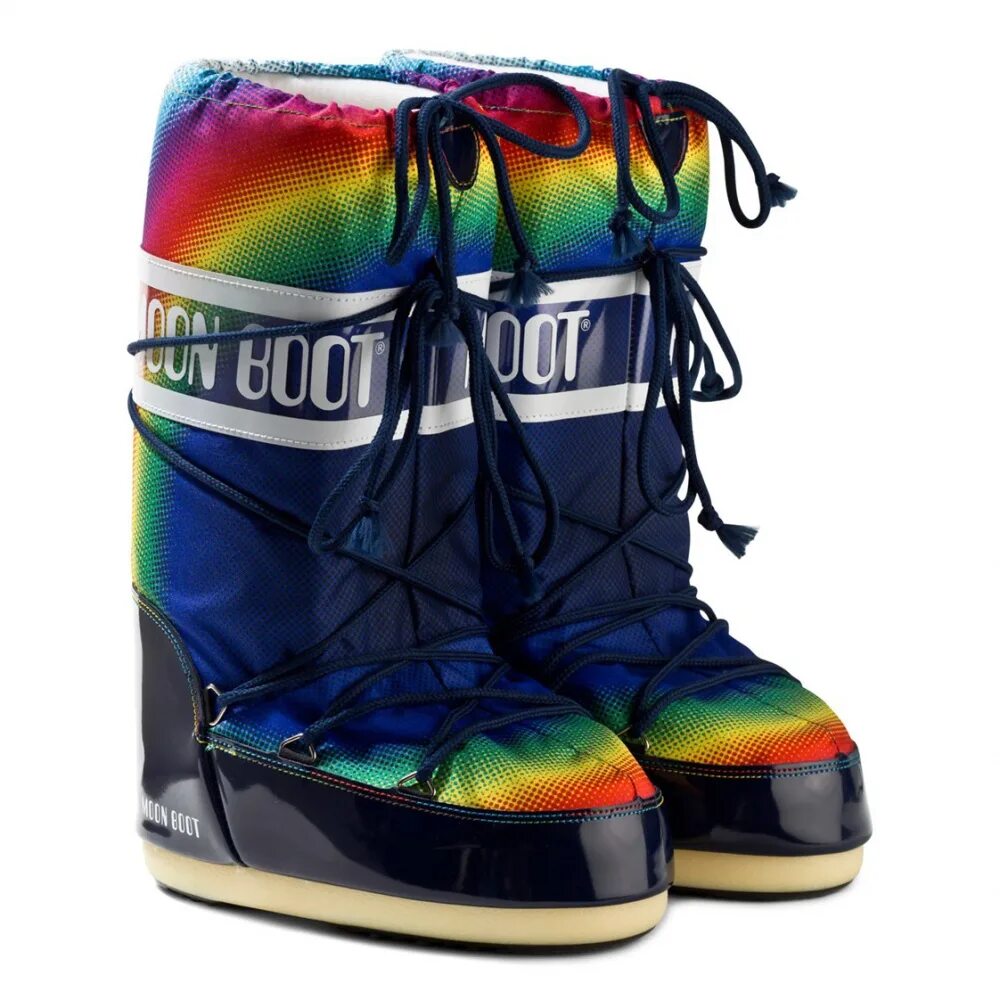 Обувь муна. Сапоги Moon Boot. Nike Moon Boot. Обувь Moon Boot радужные. Moon Boot Rainbow 2.0.