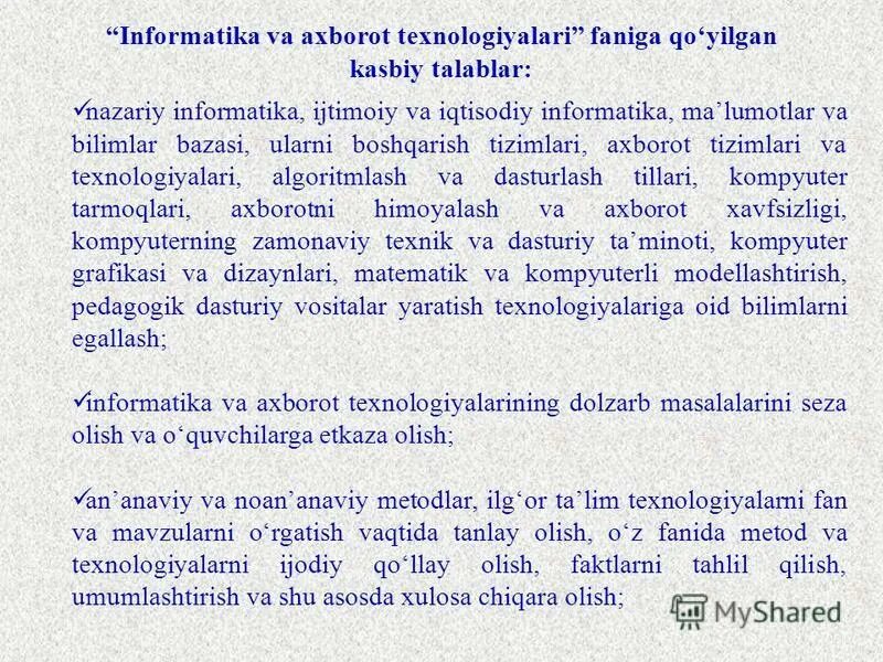 Informatika va axborot texnologiyalari. Algoritmlash. Algoritmlash va dasturlash. Algoritmlash usullari.