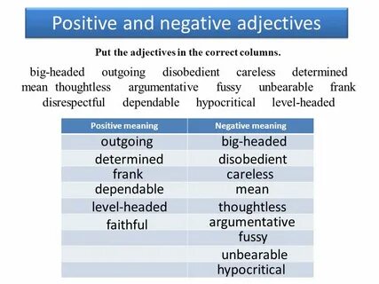 Positive adjectives