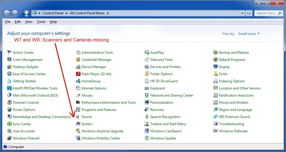 Control exe. Scanner Windows. SRS Premium Sound Control Panel. Scanner for Windows 10. Панель управления > Administrative Tools > сервисы.