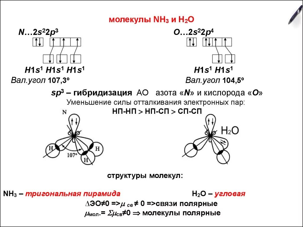 H2o 3 связь. Sp3 гибридизация воды. Sp3 гибридизация молекулы аммиака. Пространственная конфигурация молекул nh3. H2o2 Тип гибридизации.