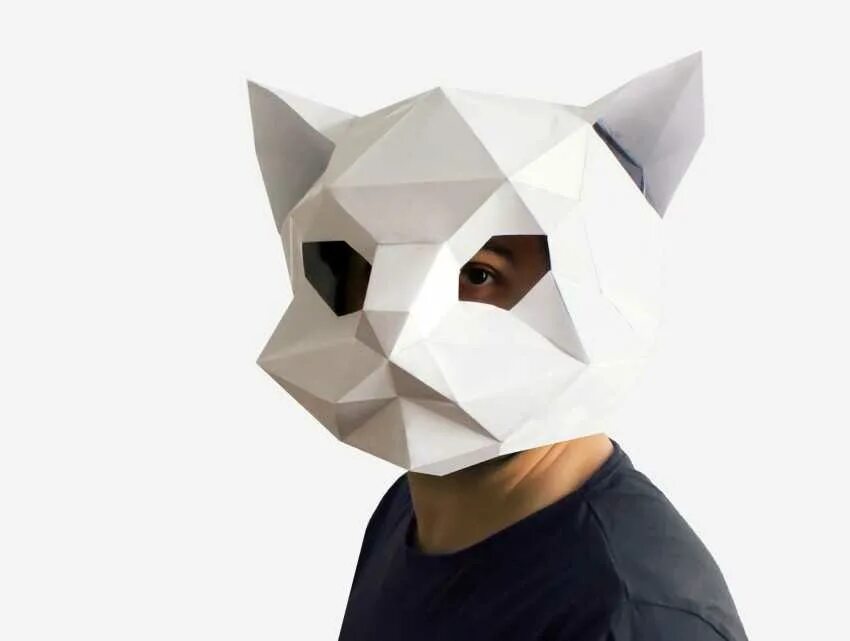 Маски полигональные 3d волк. Паперкрафт Cat Mask. Объемная маска. Бумажные маски объемные. 3д маска из бумаги