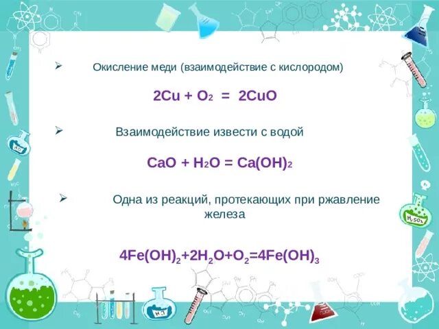 Реакция окисления меди кислородом