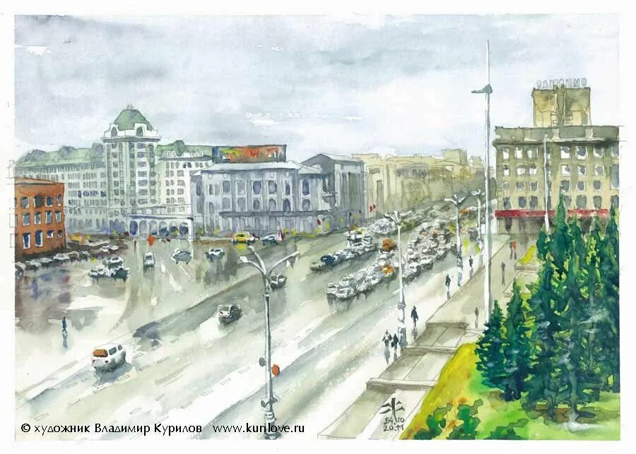Рисунок города кемерово. Курилов художник Новосибирск.