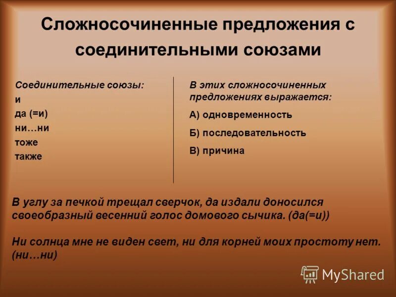 Сложносочиненные предложения из произведений. Соединительные Союзы в сложносочиненных предложениях. Предложения с соединительными союзами примеры. Сложные предложения с соединительными союзами. Сложносочиненные предложнния с соедирительными мобзами.