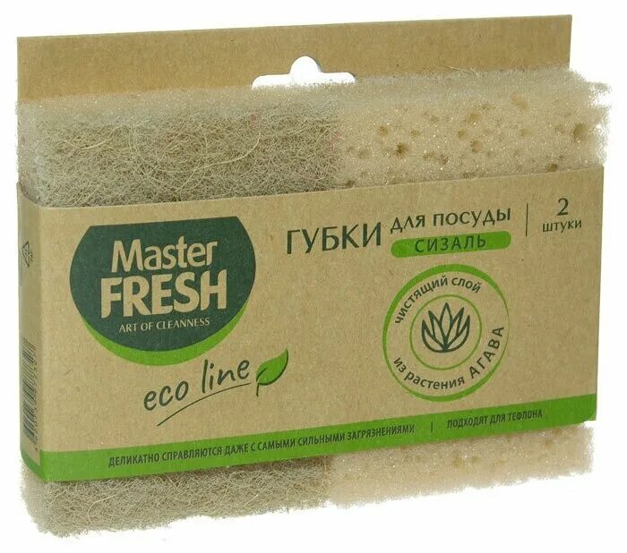 Губка д/мытья посуды Master Fresh 2шт Eco line из Агавы XXL. Губки д/посуды из Агавы XXL-размер, 2шт Eco line Master Fresh 4620739977327. Master Fresh Eco line губки для посуды из Агавы XXL 2шт. Master Fresh губки для посуды сизаль, 2шт. Соль для мытья посуды