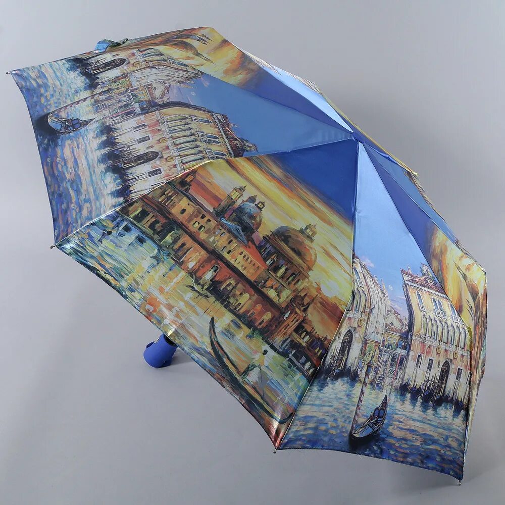 Зонтик г. Зонт Альянс 7293-1617 "Magic Rain" женский, автомат 3 сложения. Зонт с городом. Зонт с рисунком города. Зонтик в городе.
