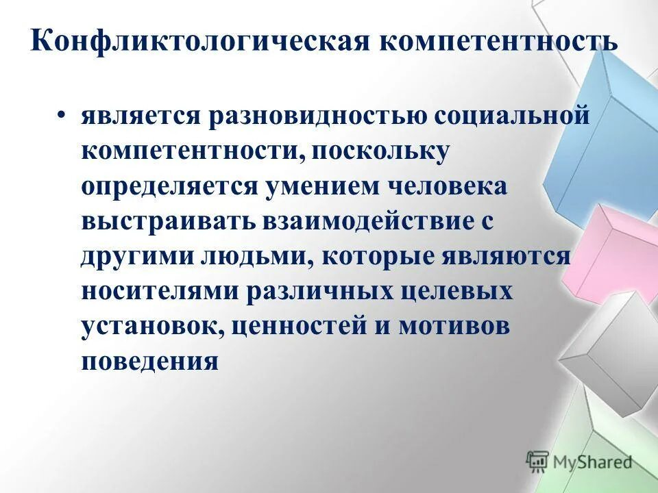 Составляющие конфликтологической компетентности. Составляющие конфликтологической компетентности