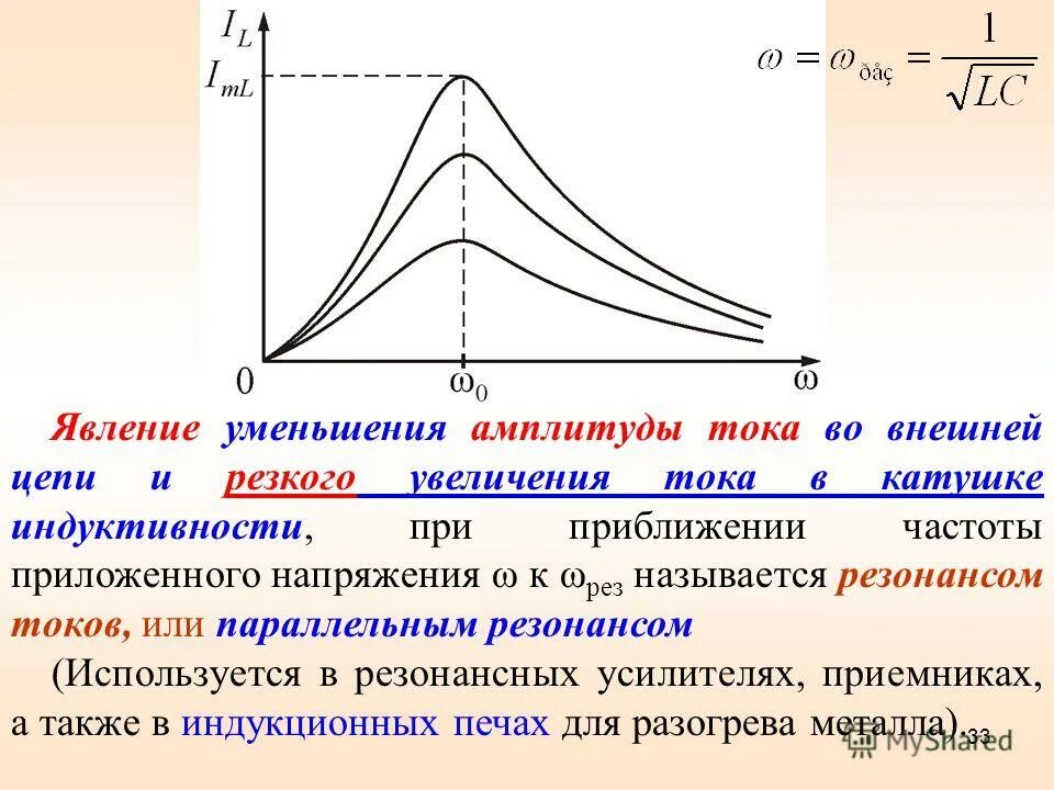 Явление резонанса резонансная кривая. Цепи квазистационарного переменного тока. Амплитуда напряжения на катушке. Резонанс токов схема. Снижение повышение частоты